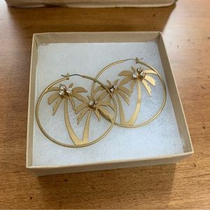 Juicy Couture Pam & Gela Palm Trees Gold Hardware Earrings with Silver Crystals